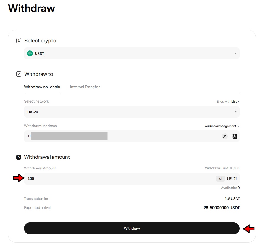 WEEX Review: Withdrawing crypto